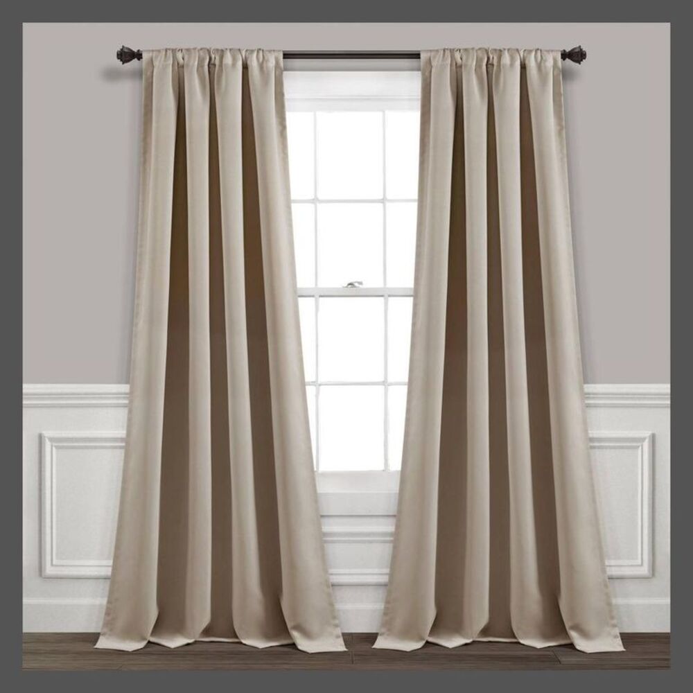 Lush Decor - Set of 2 (84"x52") Insulated Rod Pocket Blackout W Beige